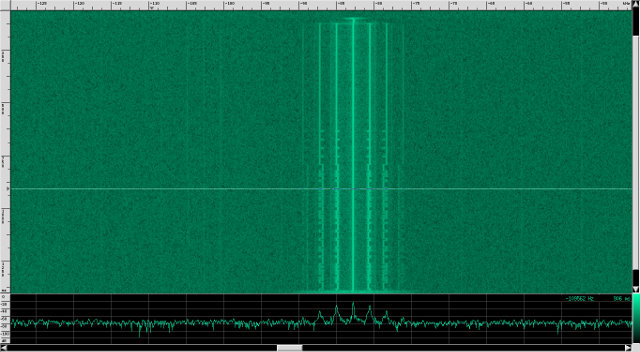 A waterfall diagram of an AFSK radio signal